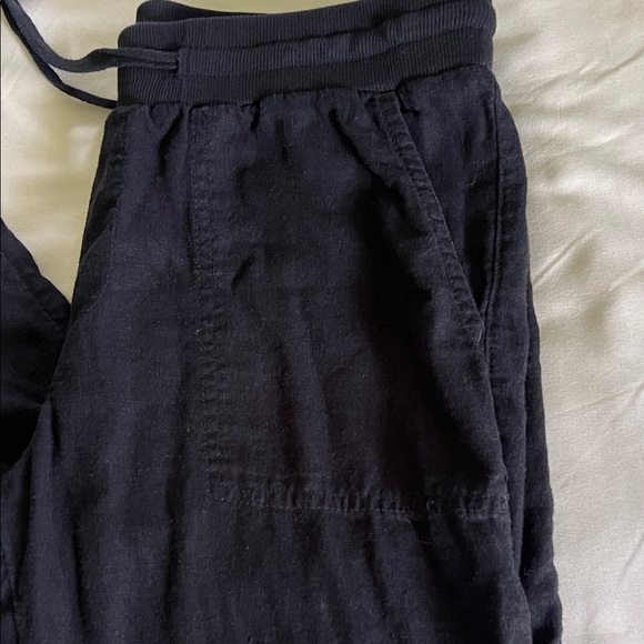 Caslon Linen Blend Black Straight Wide Leg Women's Pants Size XS - Picture 2 of 12